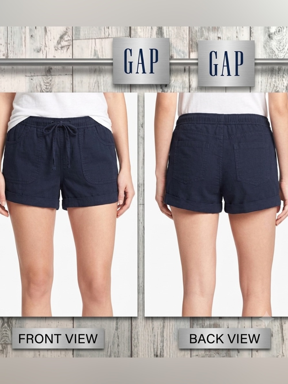 GAP Sun Drawstring Cuffed Pull On Shorts Navy Blue M